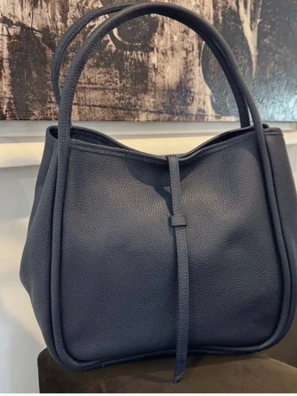 Classic black Pebbled Leather Tote Handbag